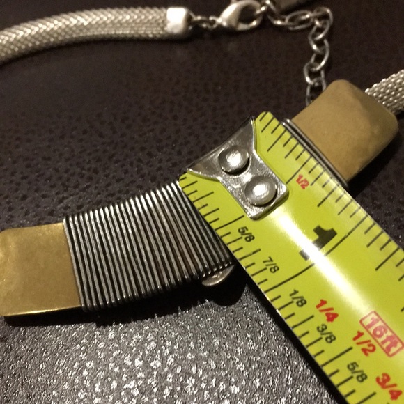 MARJORIE BAER Southwestern Two Tone Silver Gold Mesh Chain Wire Wrapped Pendant - Picture 9 of 10